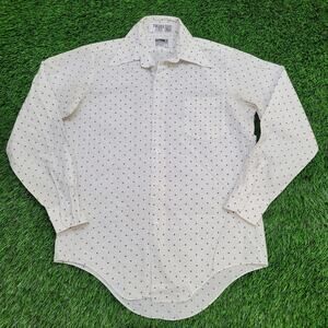 Vintage 90s Pelham Button Shirt M/L 15 21x30 Polka-Dot